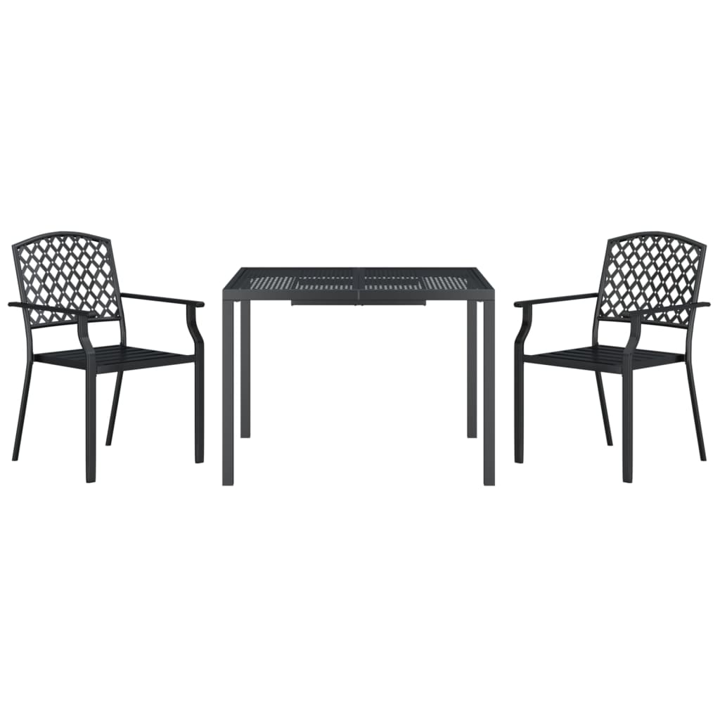 3 Pcs conjunto de jantar para jardim aço antracite
