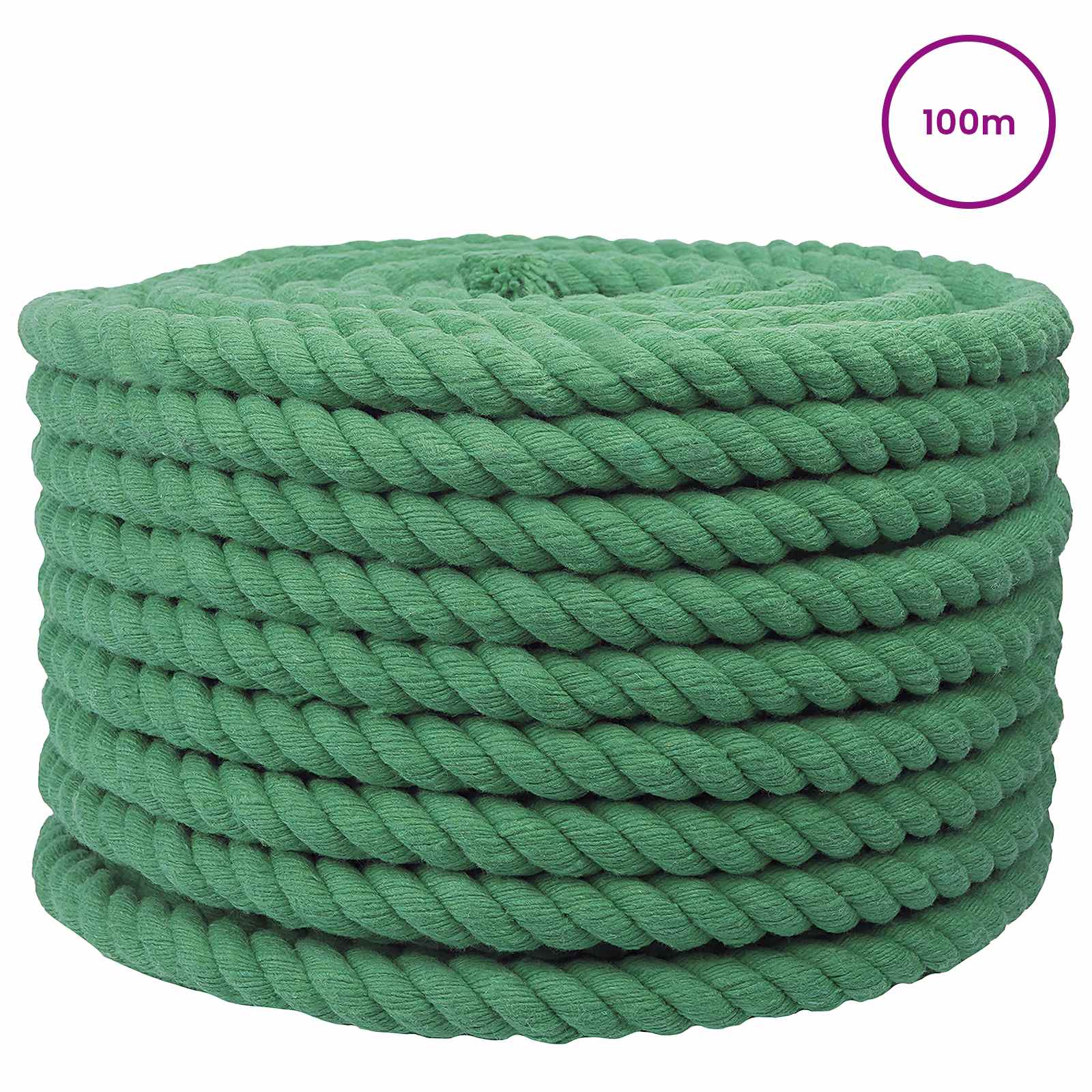 Corda de algodão 16 mm 100 m verde 100% algodão