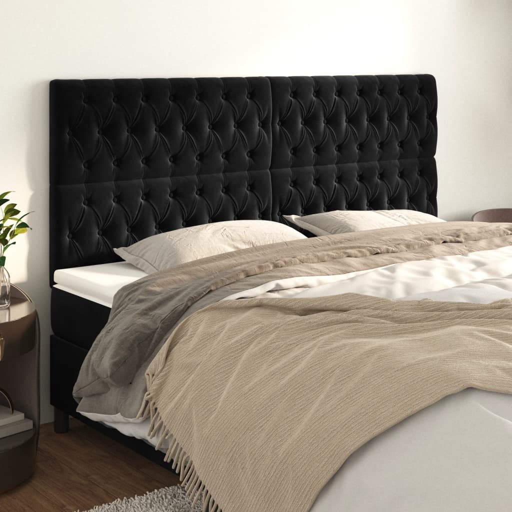 Cabeceira preta 200x7x118/128 cm veludo