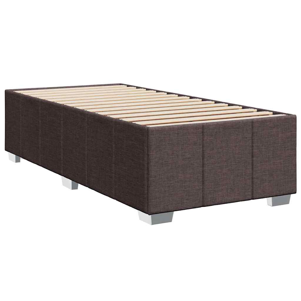 Estrutura de cama sem colchão 90x200 cm tecido castanho-escuro