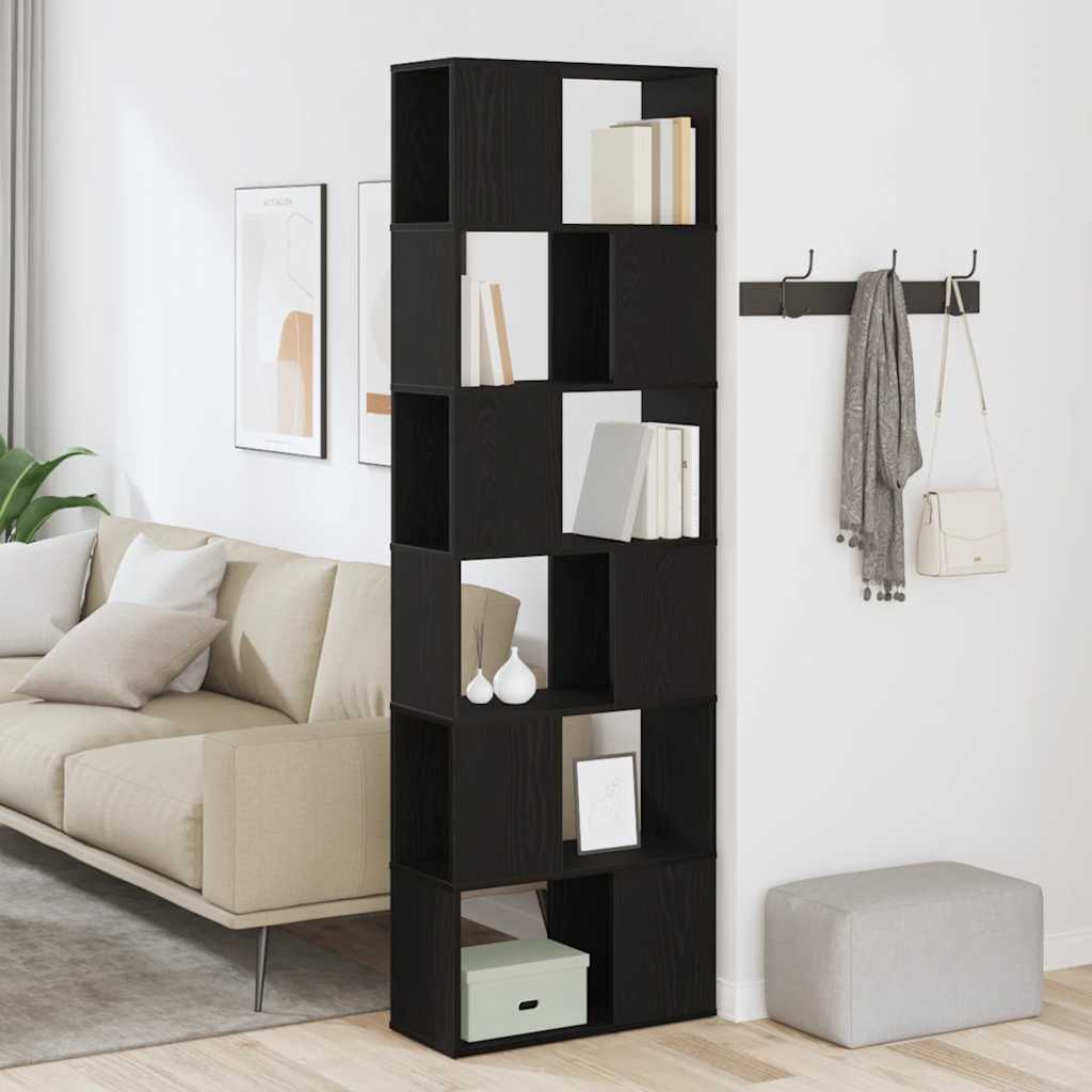 Divisória de ambientes/estante para livros em carvalho preto 60x24x186 cm