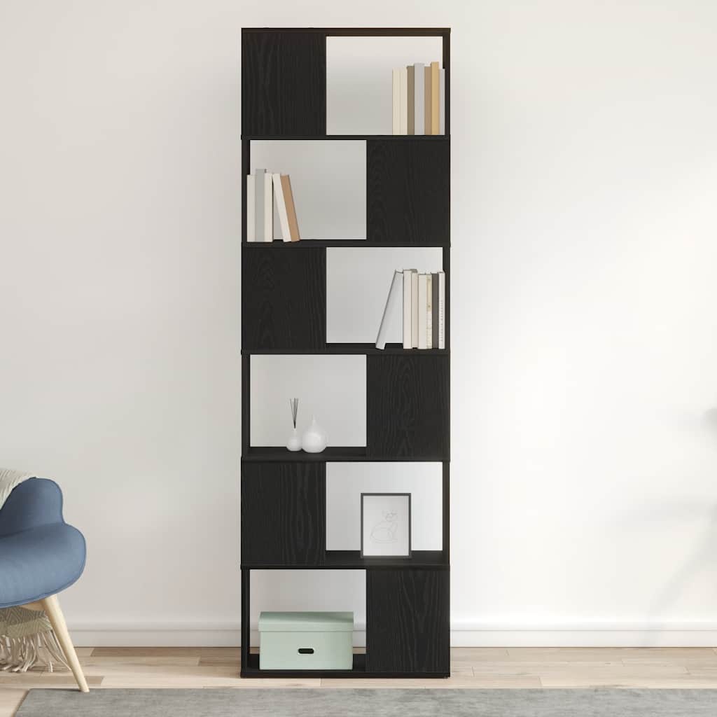 Divisória de ambientes/estante para livros em carvalho preto 60x24x186 cm