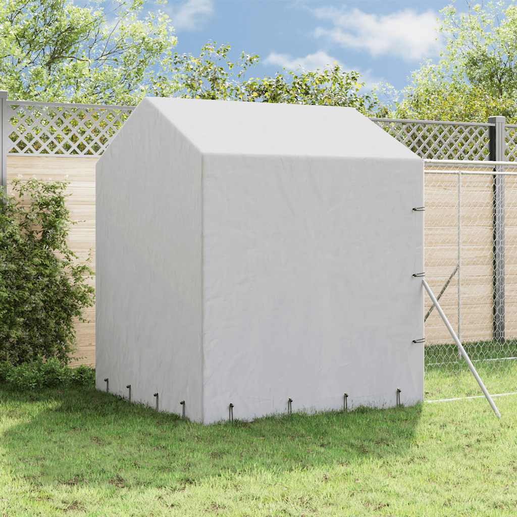 Canil de exterior com teto 2x14x2,5 m aço galvanizado prateado