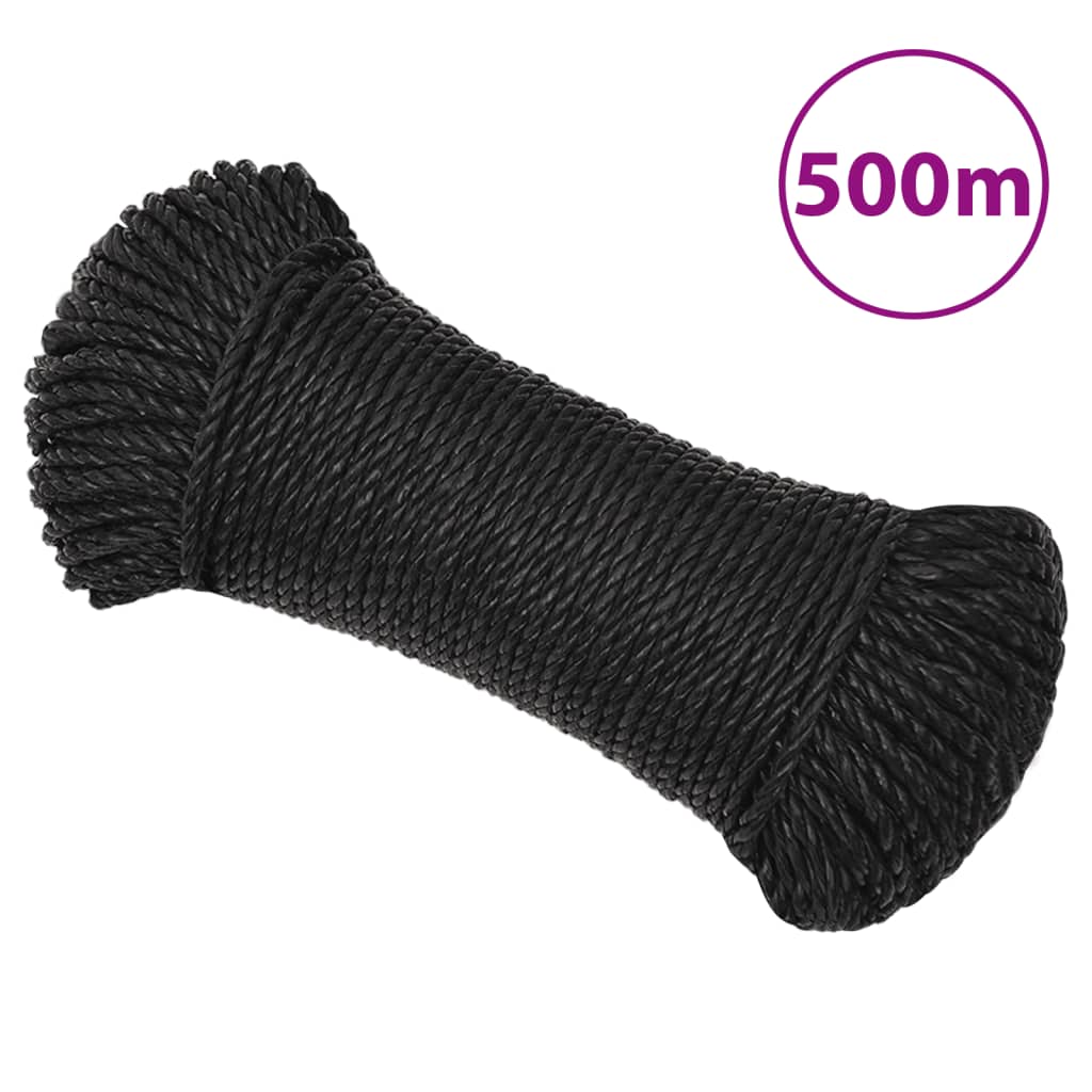 Corda de trabalho 6 mm 500 m poliéster preto