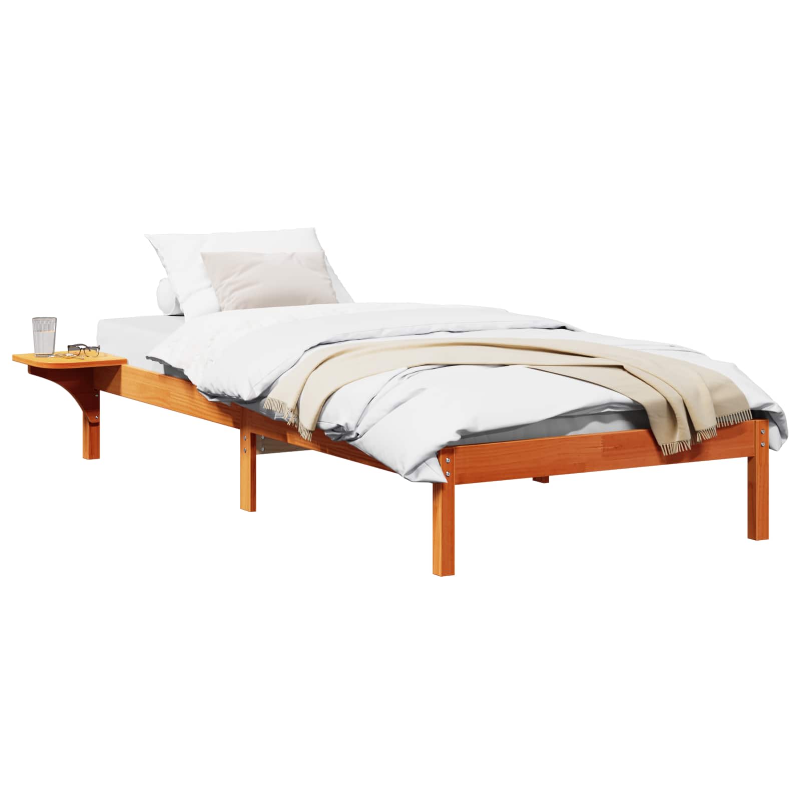 Estrutura da cama marrom cera 90 x 200 cm