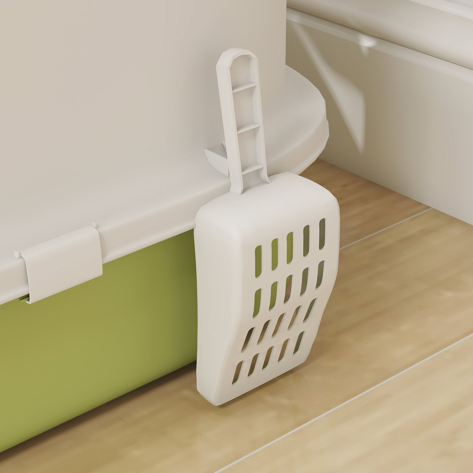 Caixa de areia para gatos fechada com entrada frontal saída superior tampa amovível bandeja e pá 40,5x52,5x42,5 cm verde