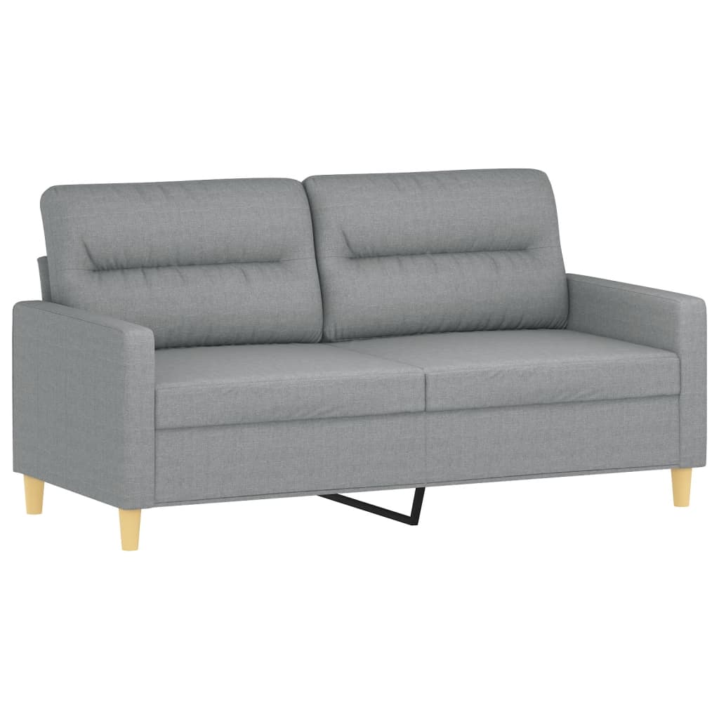 Sofá 2 lugares + almofadas decorativas 140cm tecido cinza-claro