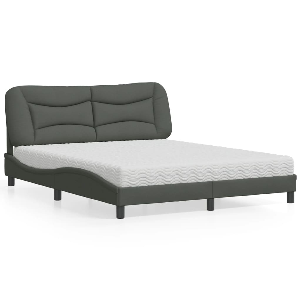 Cama com colchão hvar 160x200 cm tecido cinzento-escuro
