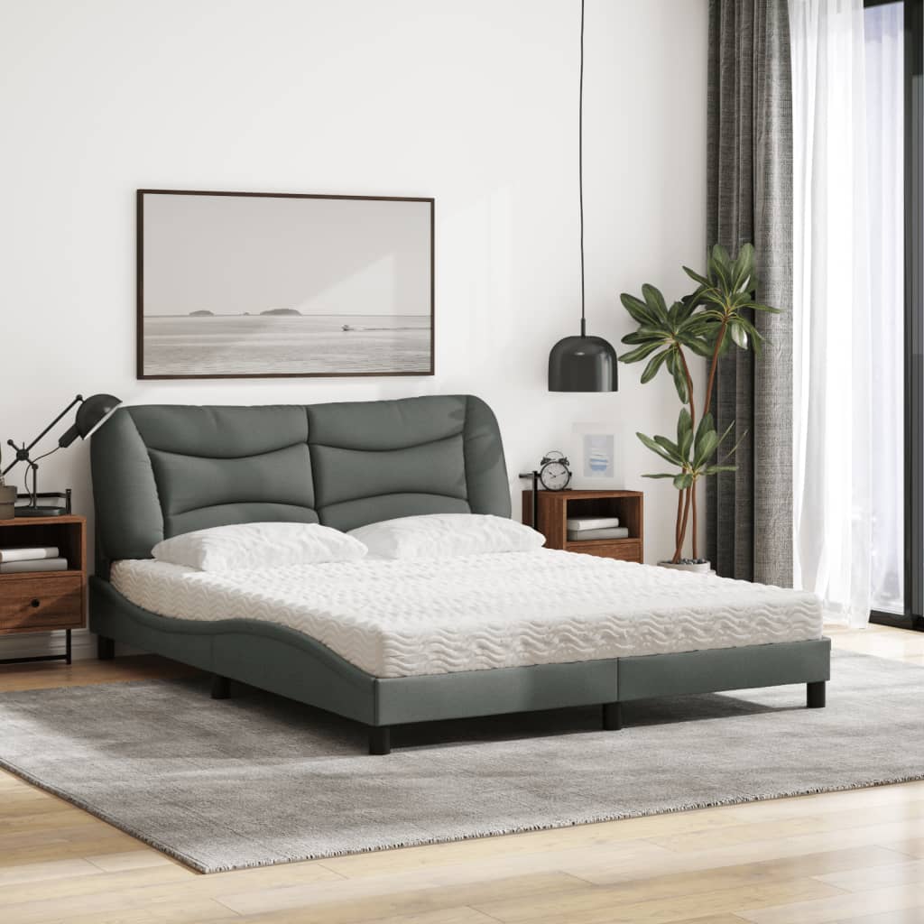Cama com colchão hvar 160x200 cm tecido cinzento-escuro