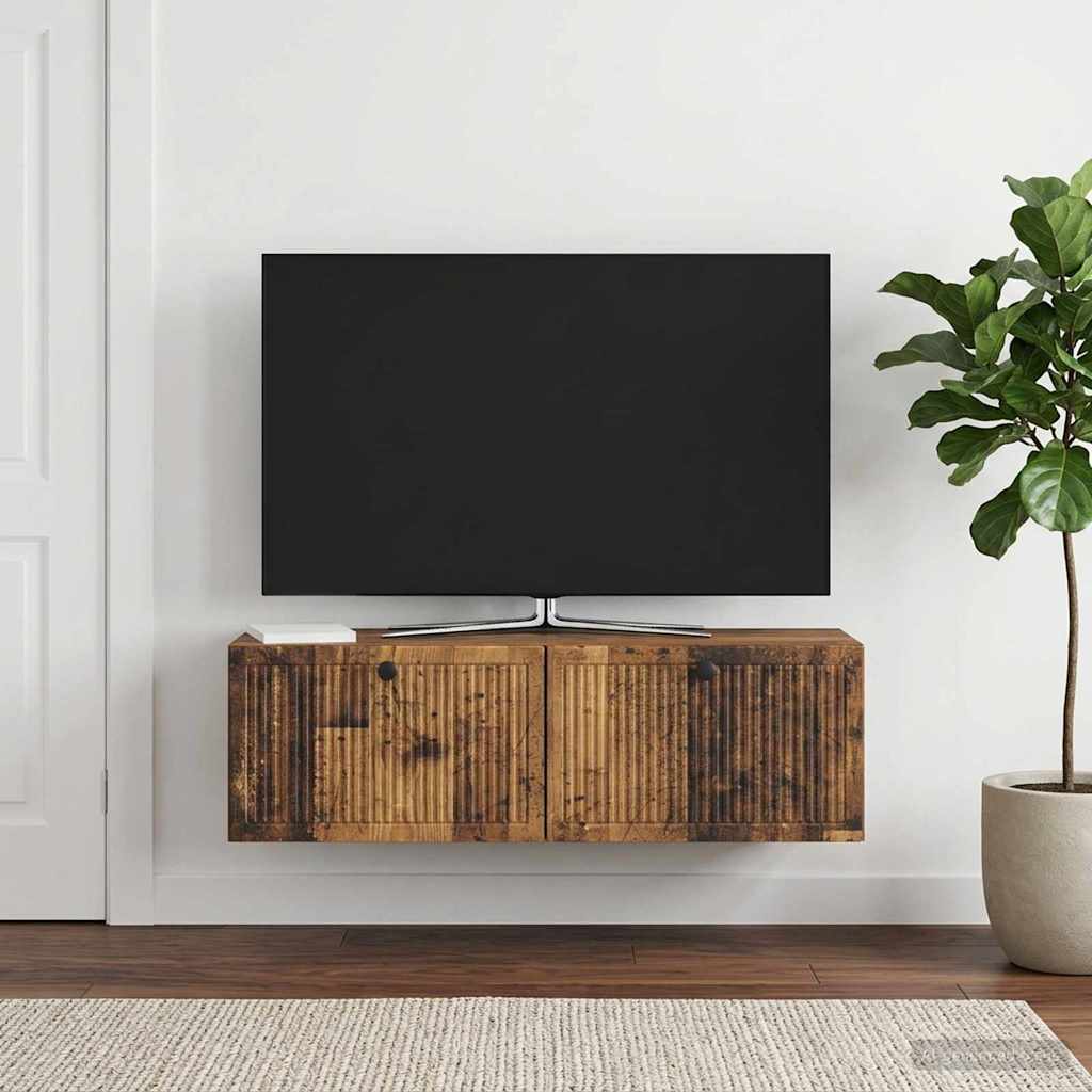 Gabinete de TV de parede madeira antiga 98 x 31 x 30 cm
