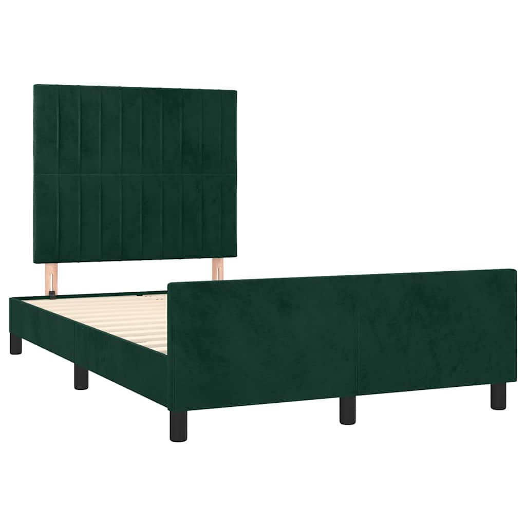 Estrutura de cama sem colchão 120x200 cm veludo verde-escuro