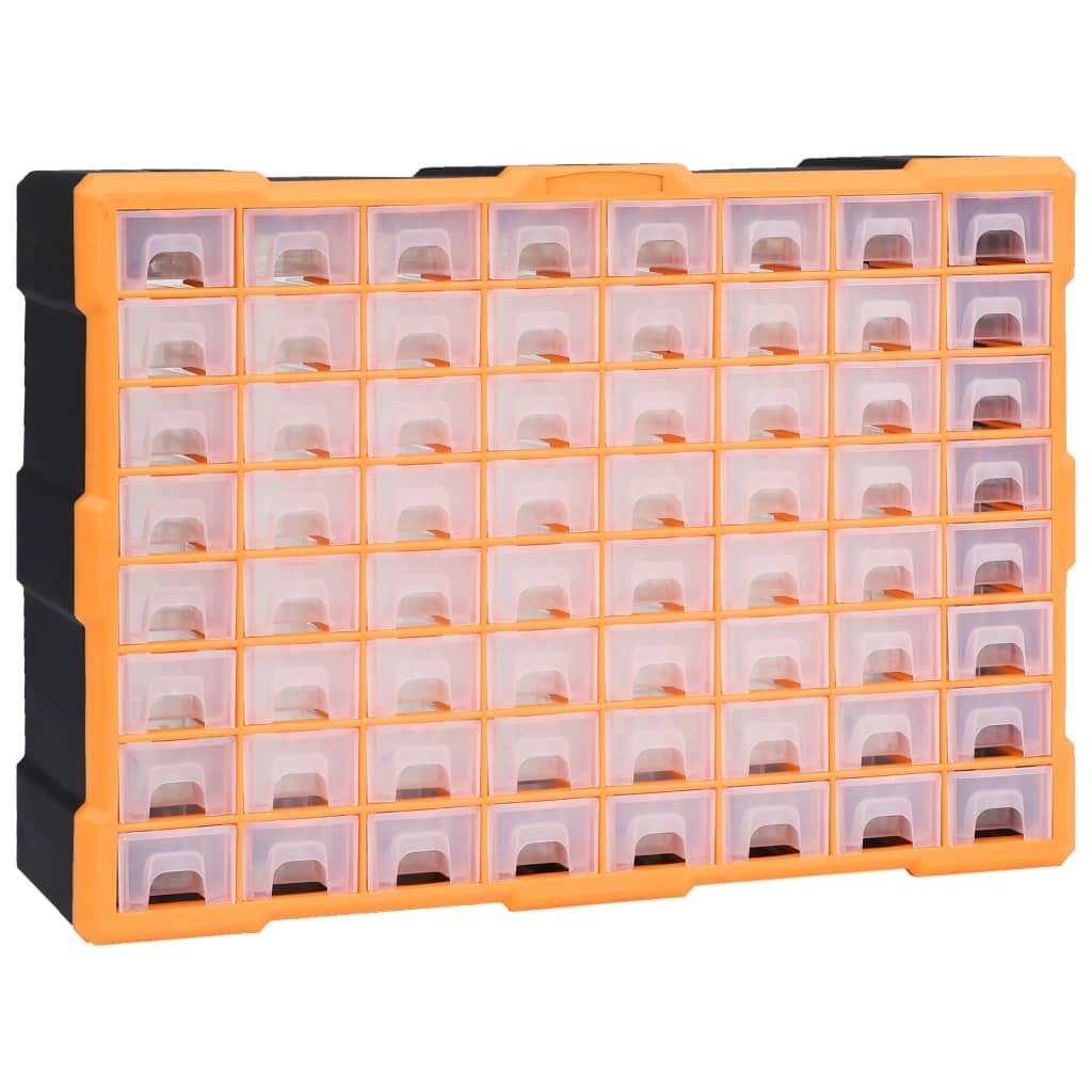 Caixa organizadora com 64 gavetas 52x16x37,5 cm