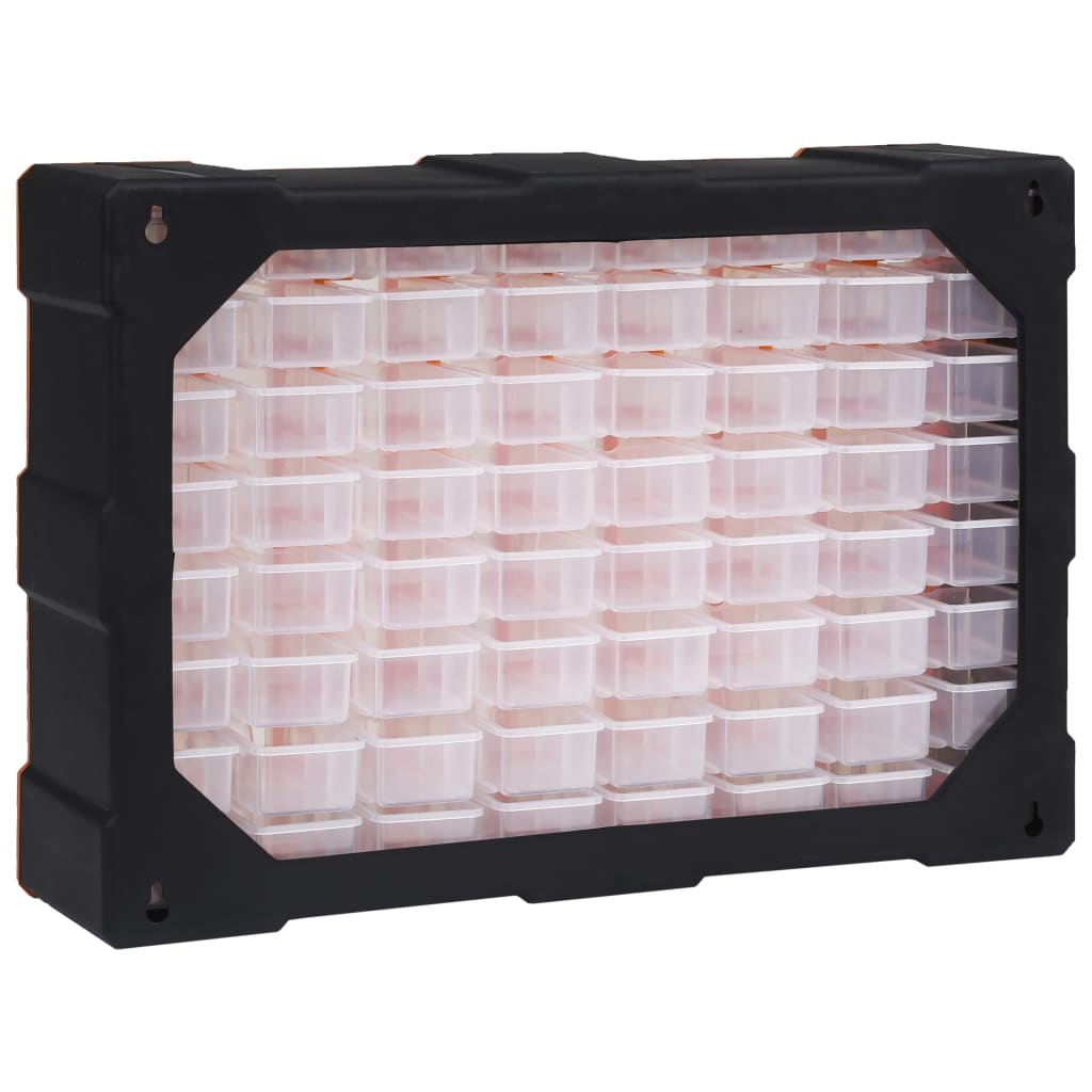 Caixa organizadora com 64 gavetas 52x16x37,5 cm