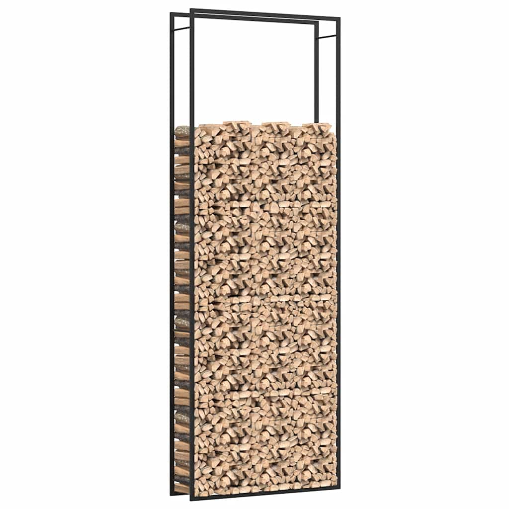 Suporte para lenha 110x28x312 cm aço preto mate