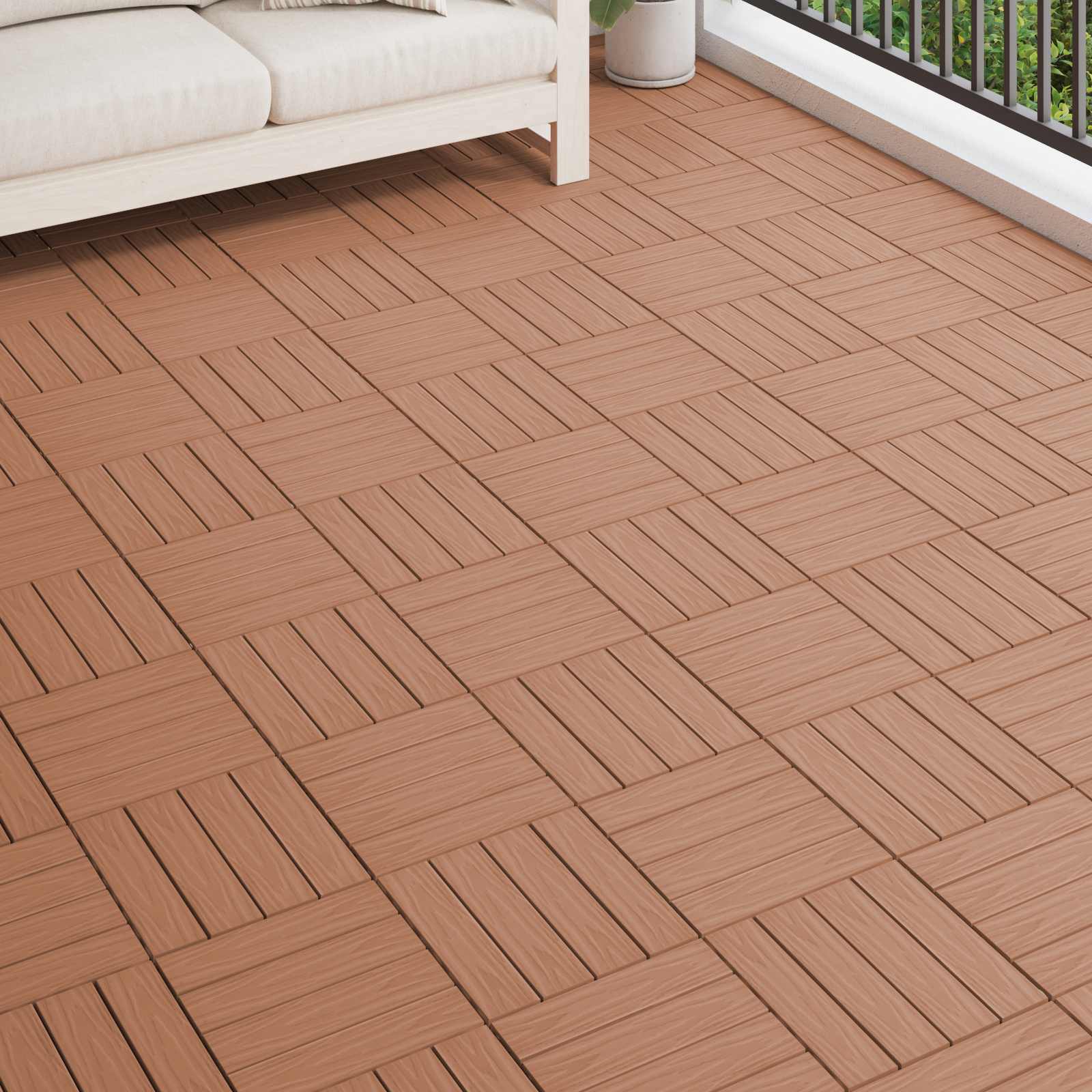 Telha de deck design 3d 11 unid. marrom claro 30 x 30 cm wpc