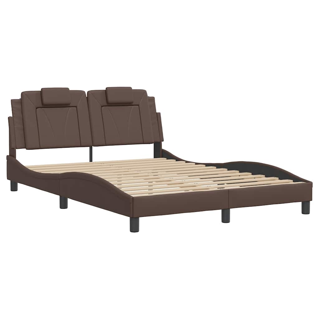 Estrutura de cama viana sem colchão couro artificial 140x190cm castanho