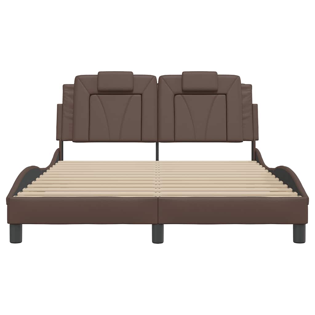 Estrutura de cama viana sem colchão couro artificial 140x190cm castanho