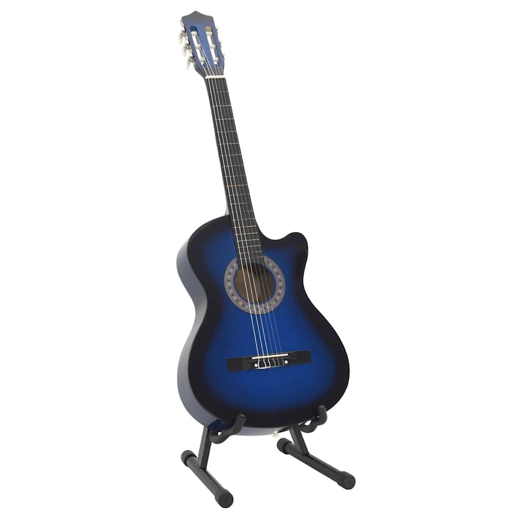 12 Pcs conjunto de guitarra clássica com 6 cordas 38" azul