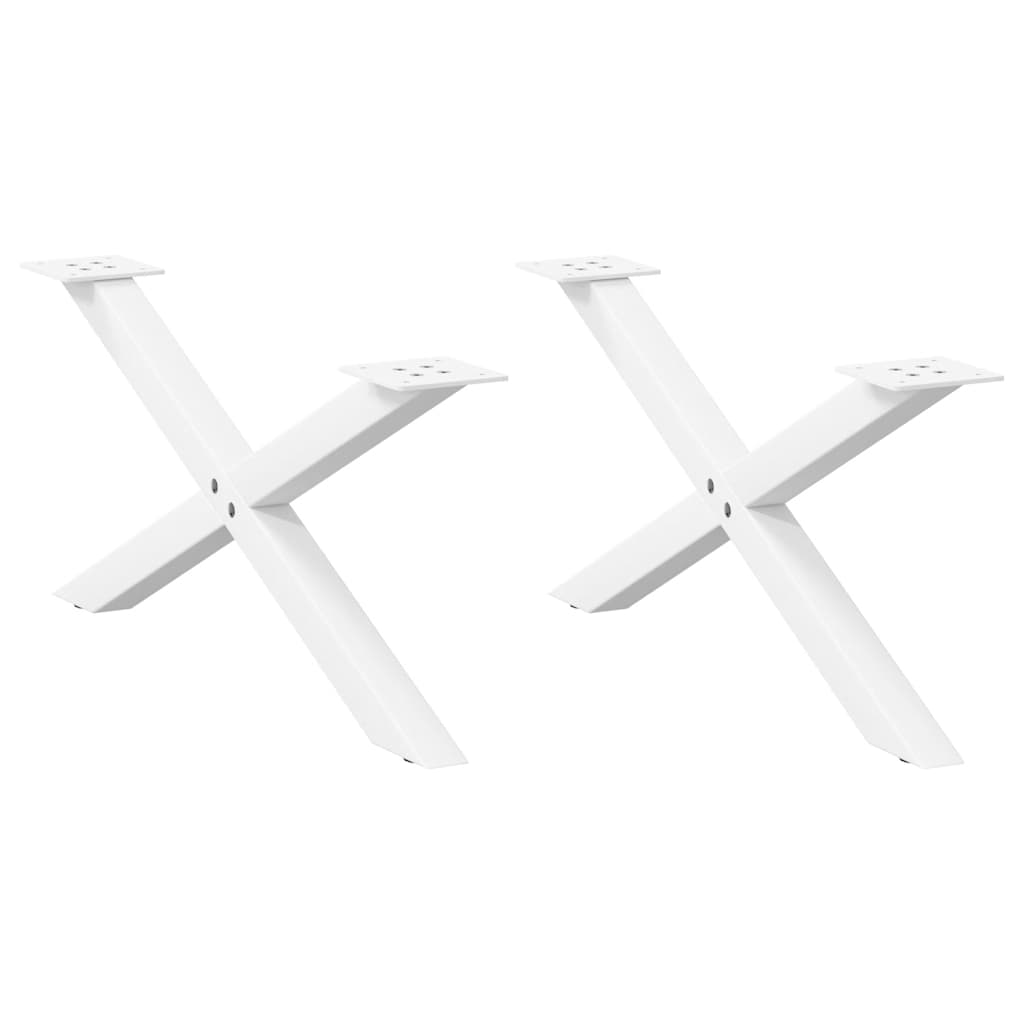 Pés para mesa de centro em formato de x, 2 peças, branco, 70x (30-31) cm, aço