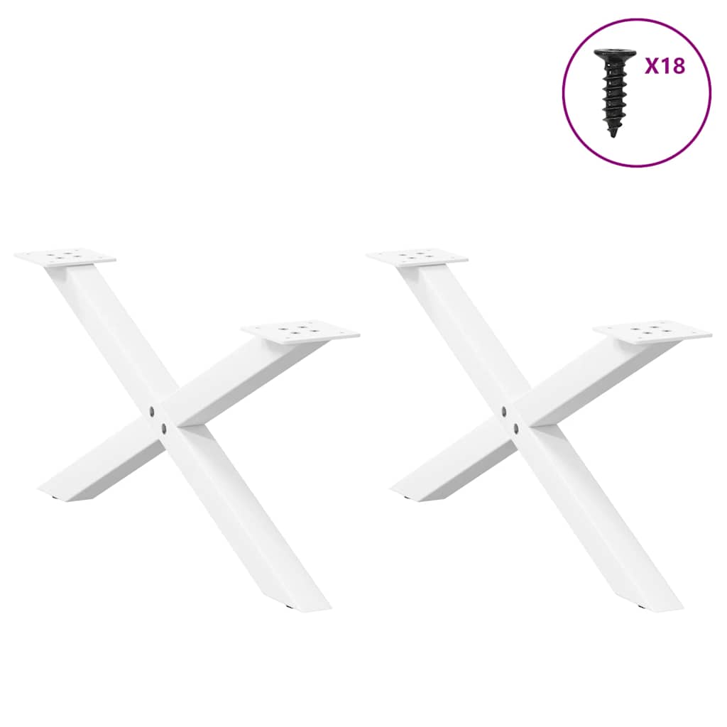 Pés para mesa de centro em formato de x, 2 peças, branco, 70x (30-31) cm, aço