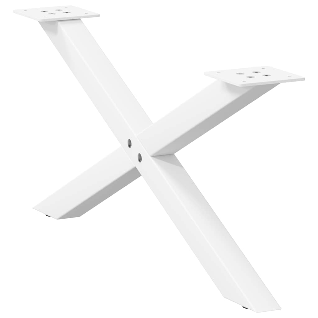 Pés para mesa de centro em formato de x, 2 peças, branco, 70x (30-31) cm, aço