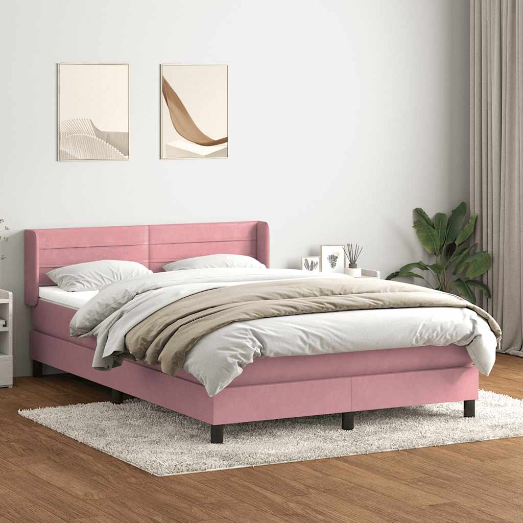 Cama com molas/colchão 140x220 cm veludo rosa