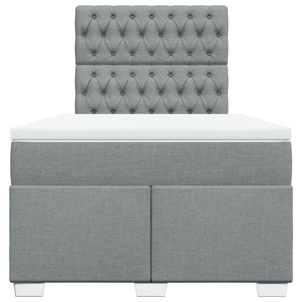Cama boxspring com colchão 120x190 cm tecido cinzento-claro
