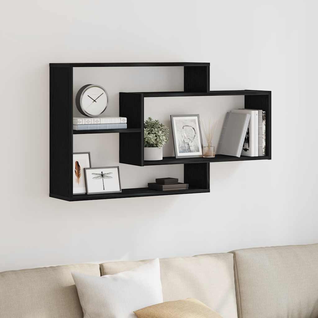 Prateleira de parede em carvalho preto, 104 x 20 x 58,5 cm, madeira engenheirada
