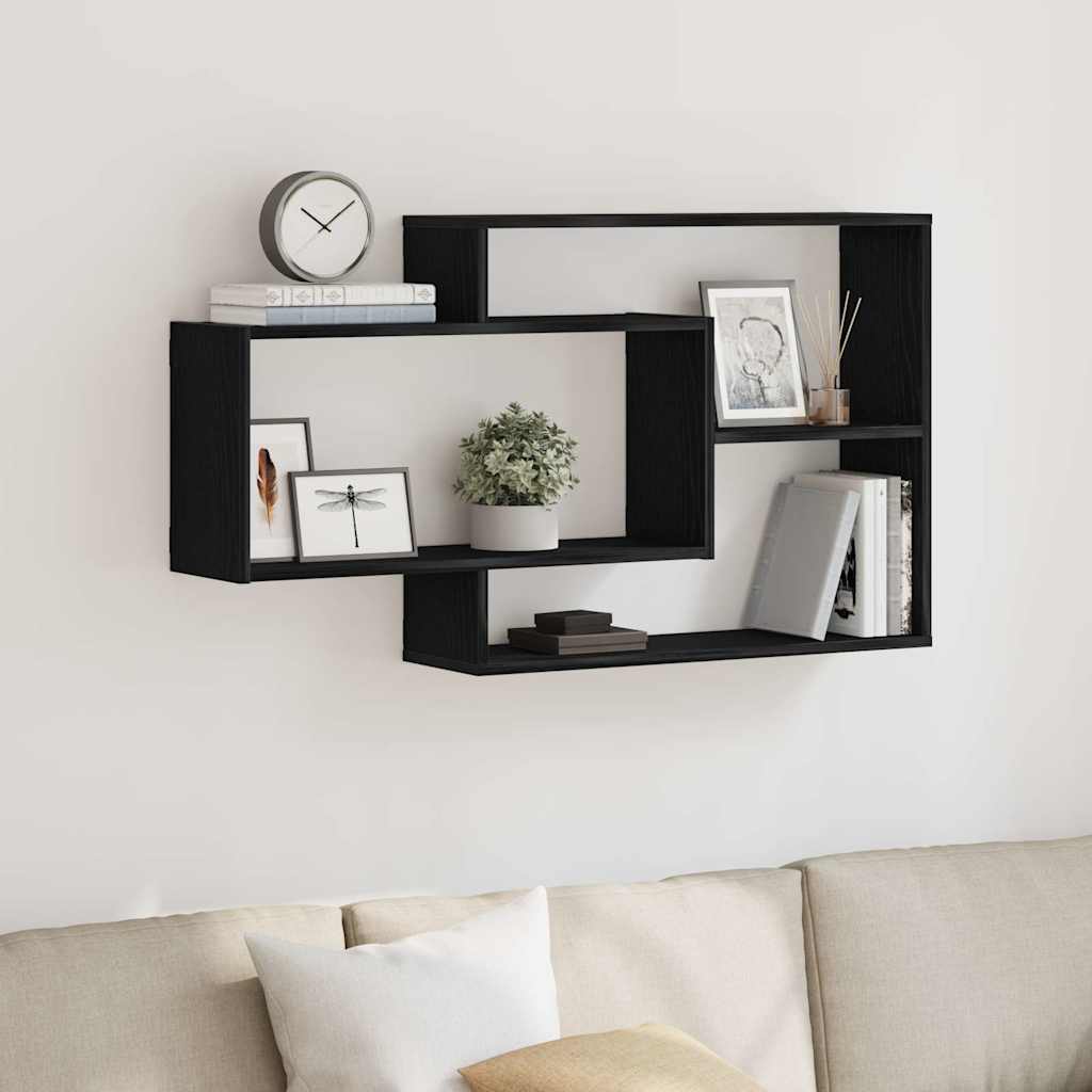 Prateleira de parede em carvalho preto, 104 x 20 x 58,5 cm, madeira engenheirada