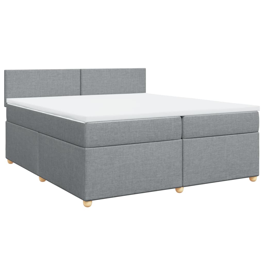 Cama com molas/colchão 200x200 cm tecido cinza-claro