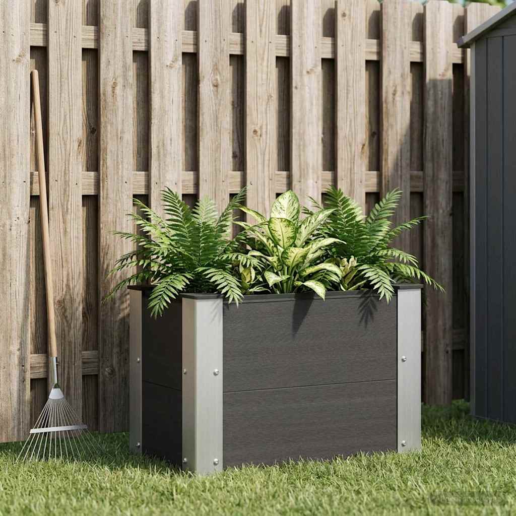 Canteiro de jardim elevado preto 50 x 30 x 36 cm wpc e alumínio