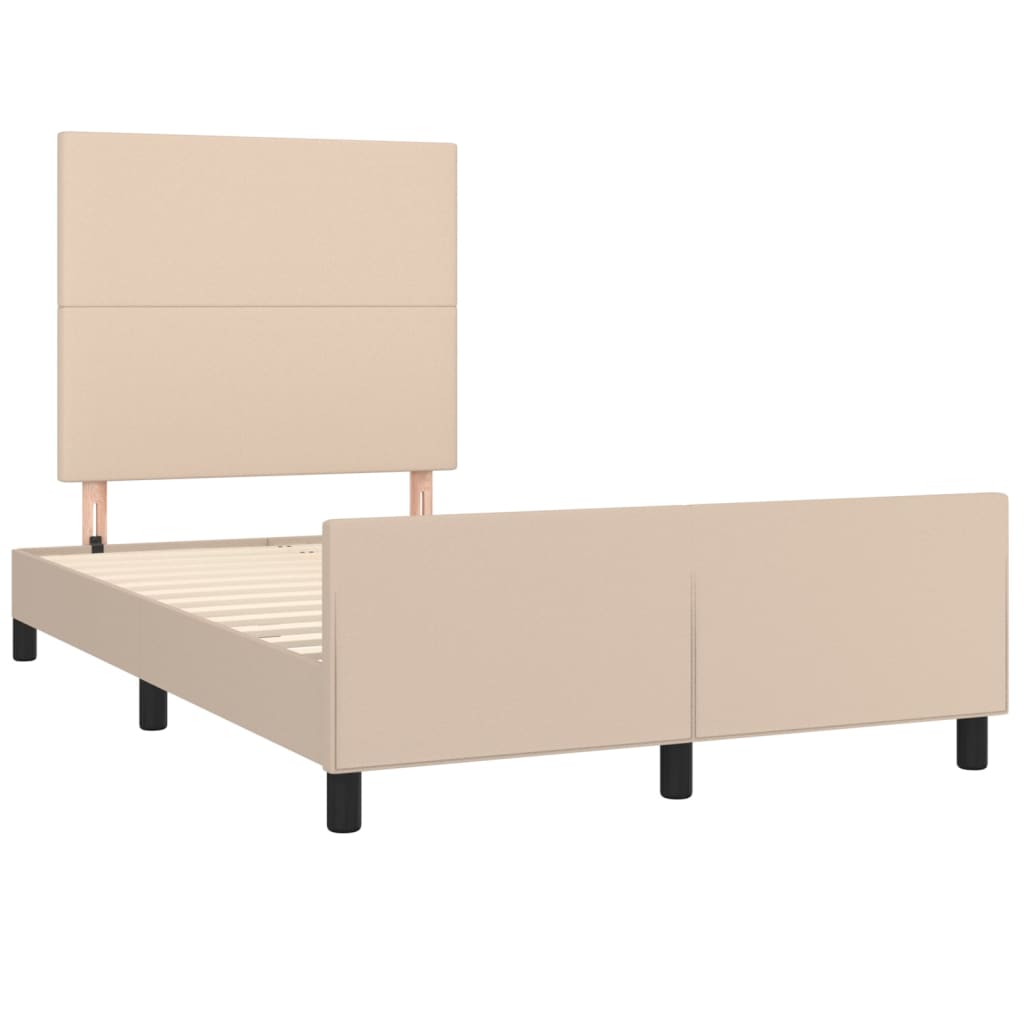 Estrutura de cama sem colchão 120x190cm couro artif. cappuccino