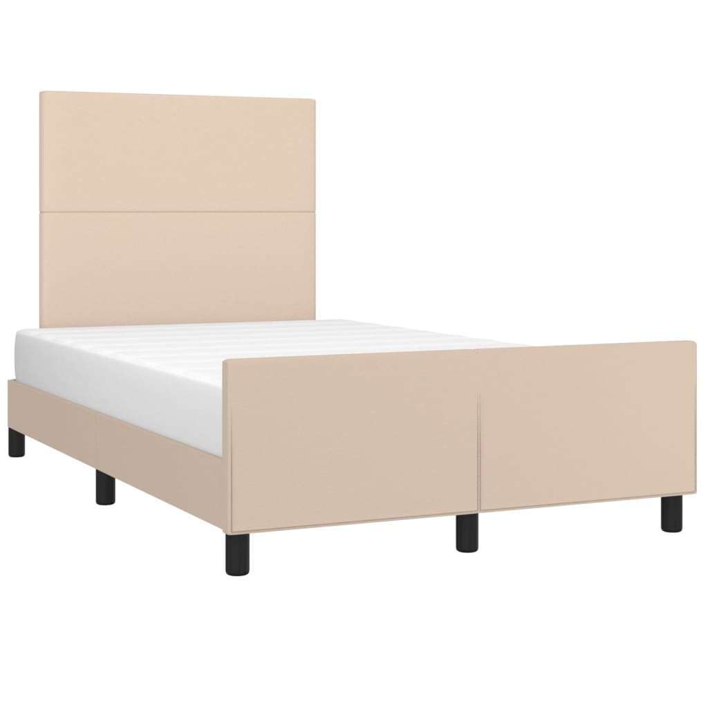 Estrutura de cama sem colchão 120x190cm couro artif. cappuccino