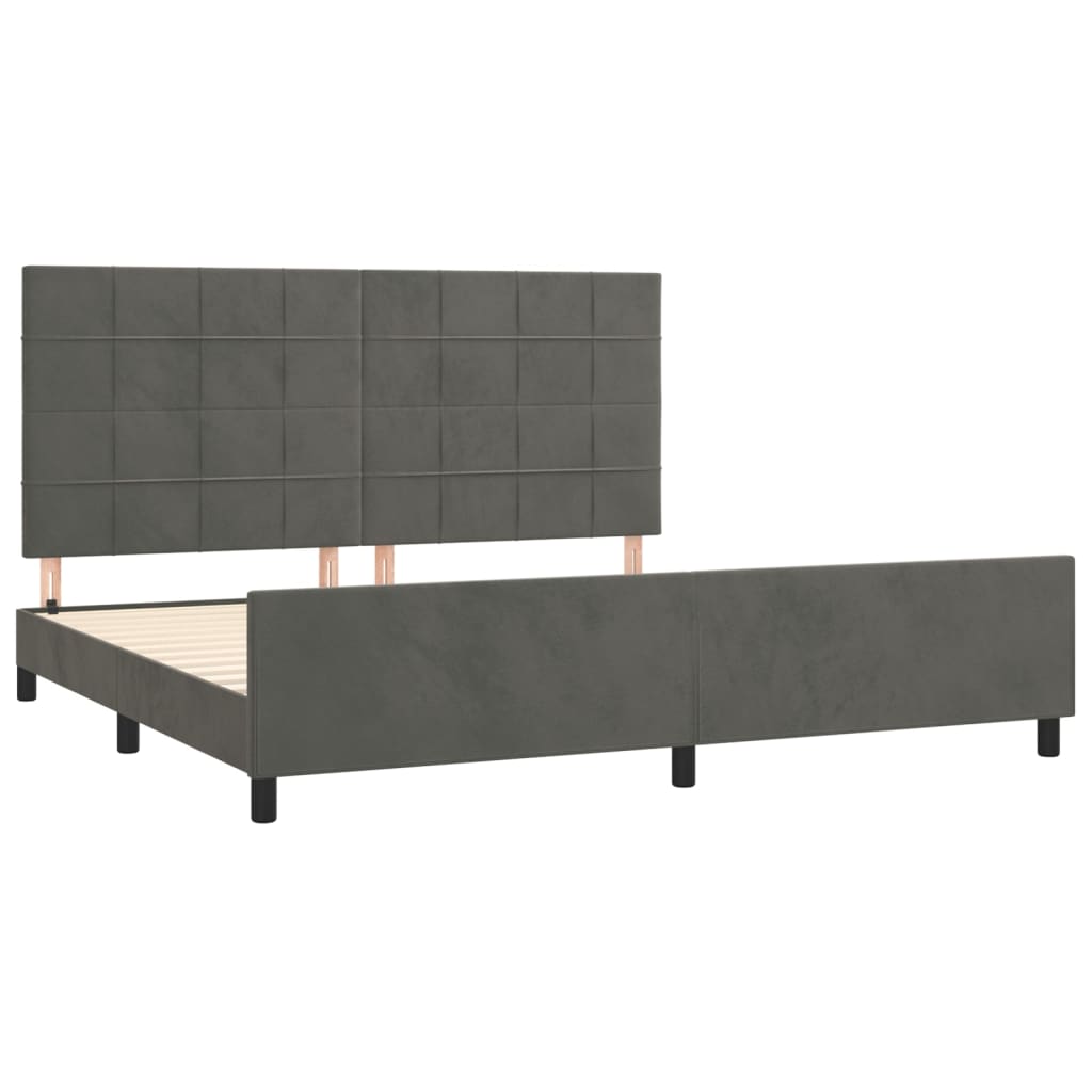 Estrutura de cama sem colchão 200x200 cm veludo cinzento-escuro