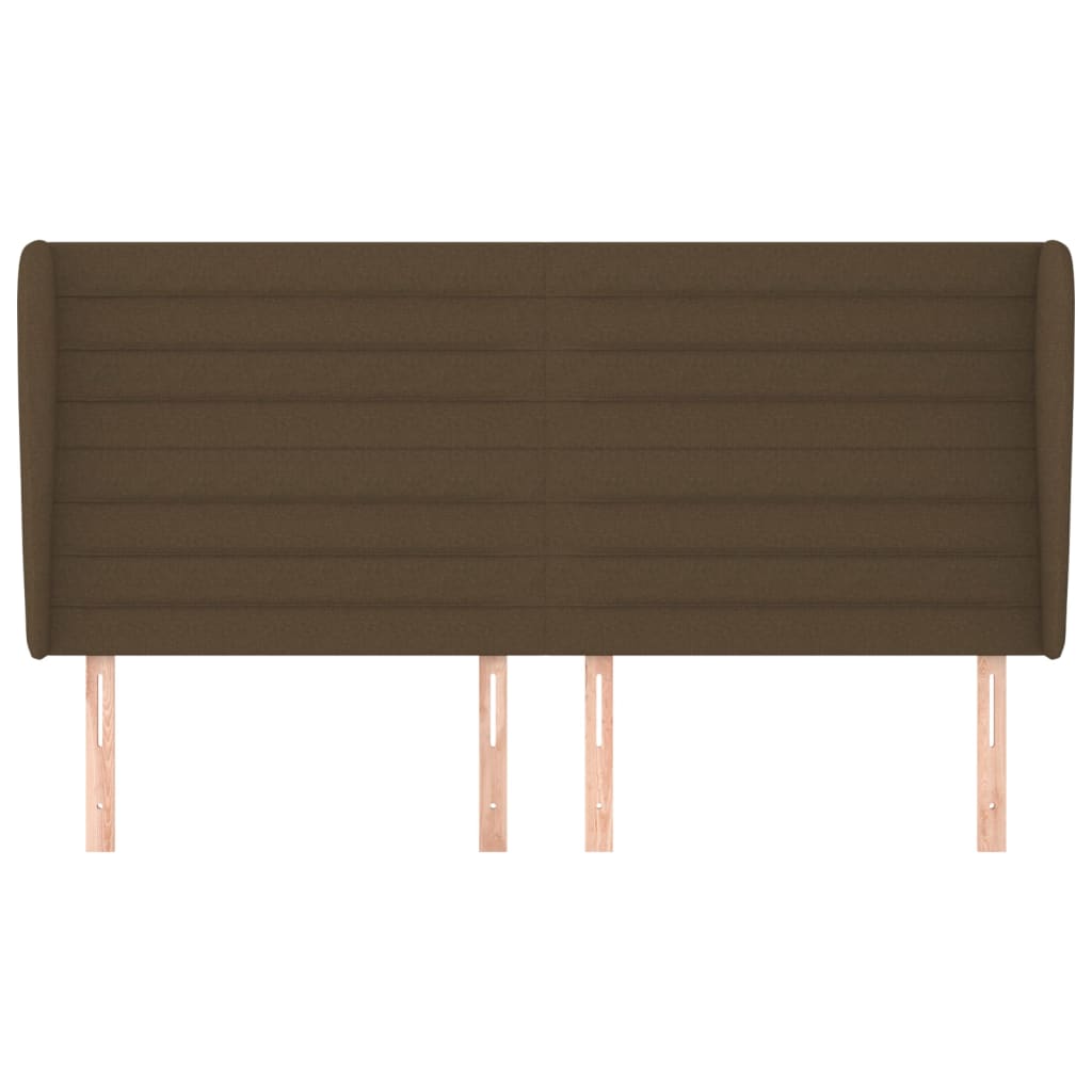 Cabeceira cama c/ abas tecido 183x23x118/128 cm castanho-escuro