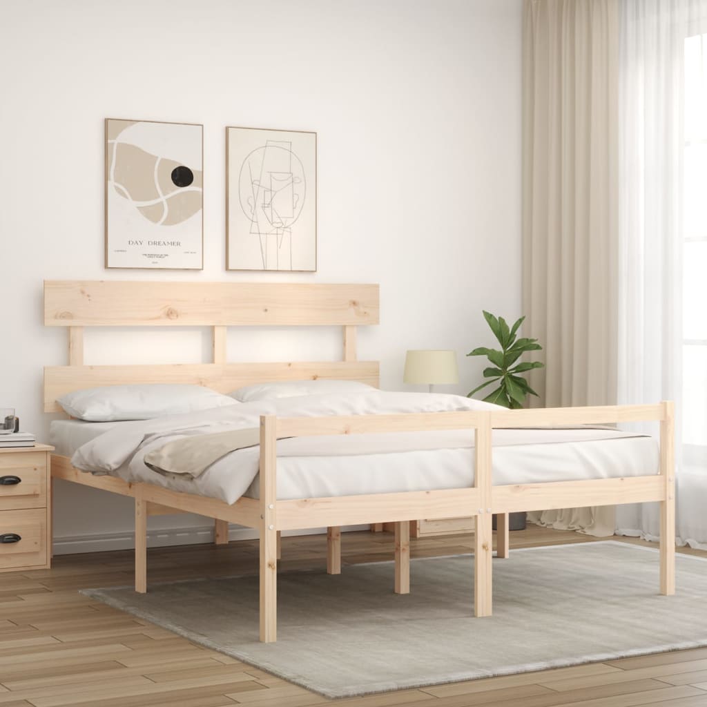 Cama para idosos com cabeceira 160x200 cm madeira maciça