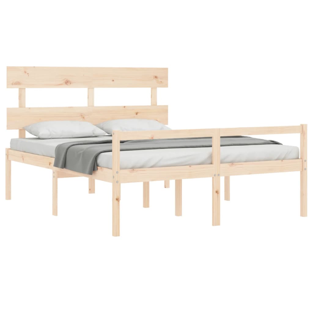 Cama para idosos com cabeceira 160x200 cm madeira maciça