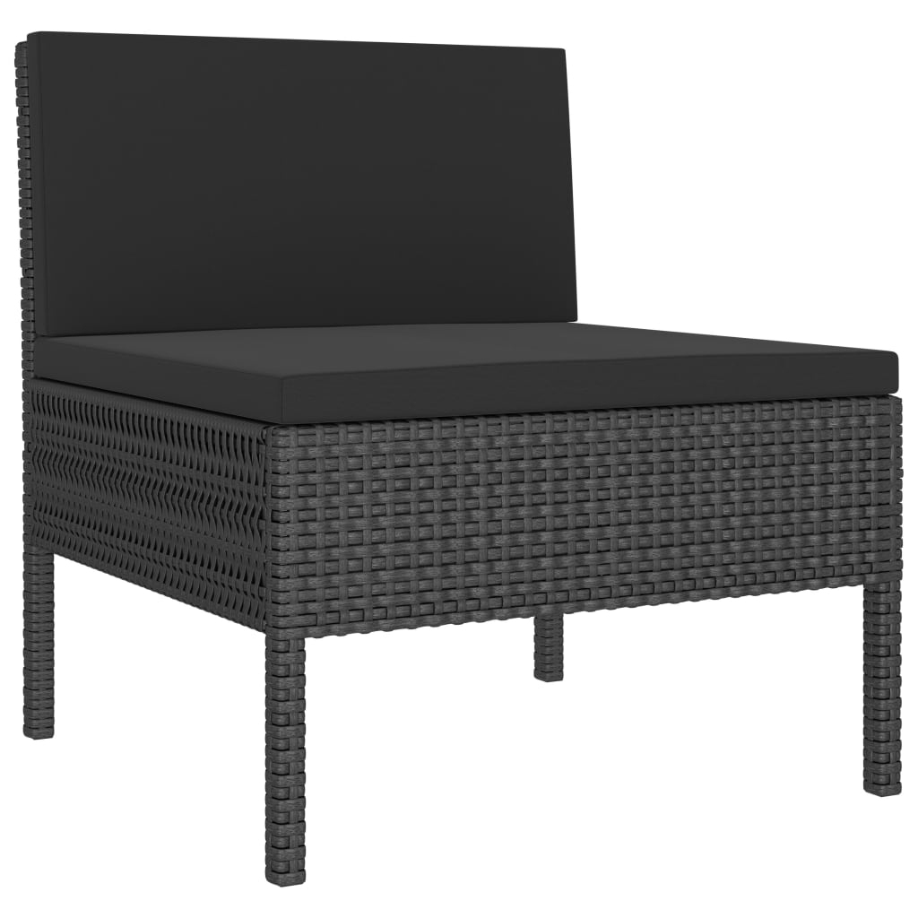 6 Pcs conjunto lounge de jardim c/ almofadões vime PE preto