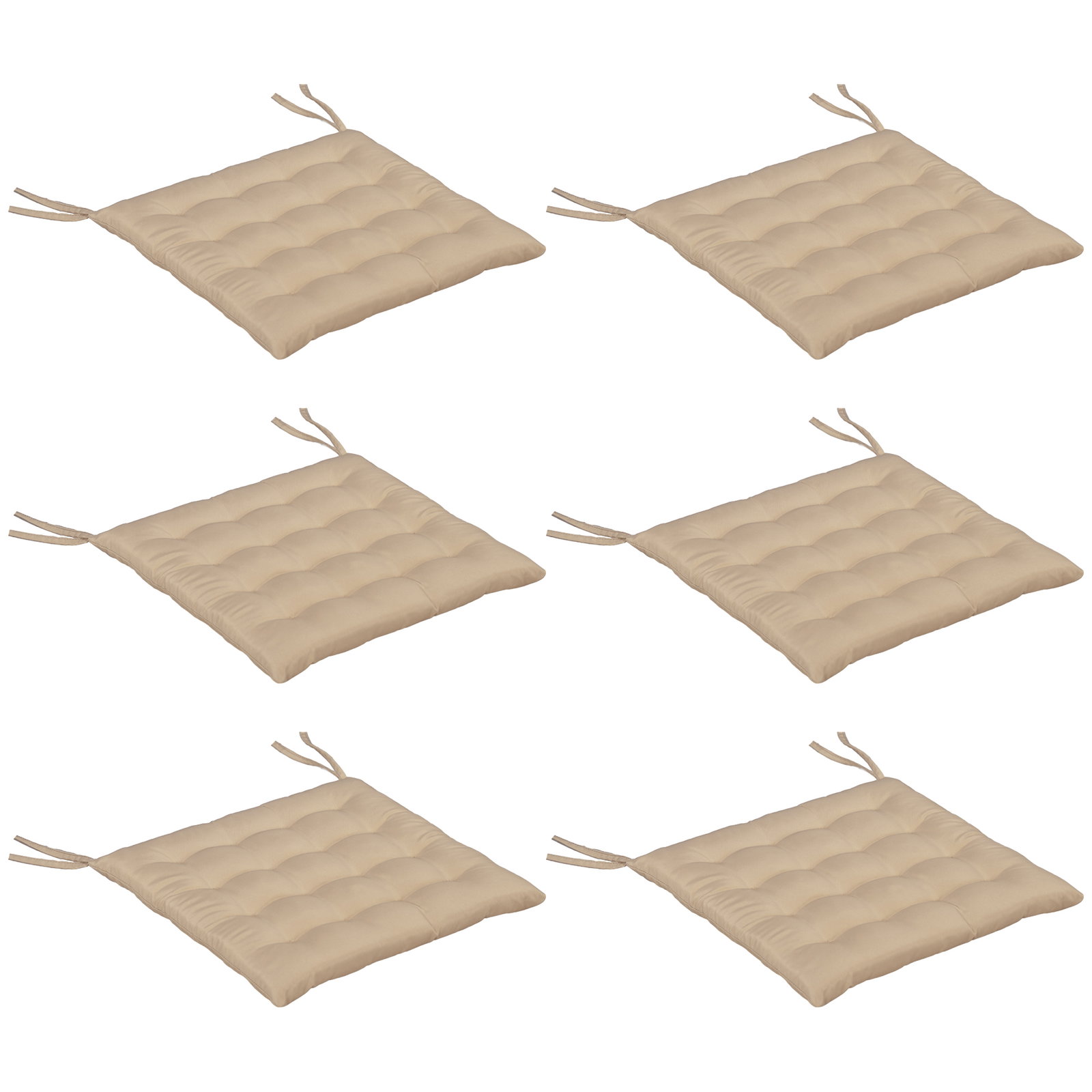 Conjunto de 6 almofadas para cadeiras de jantar 40x40 cm 6 peças almofadas para cadeiras de jardim acolchoadas com fitas caqui