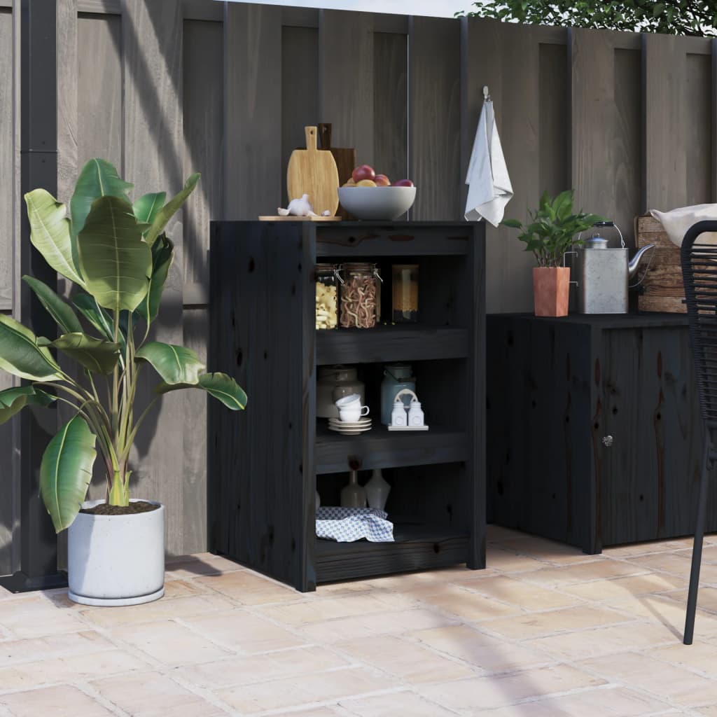 Armário de cozinha p/ exterior meppel 55x55x92 cm pinho maciço preto