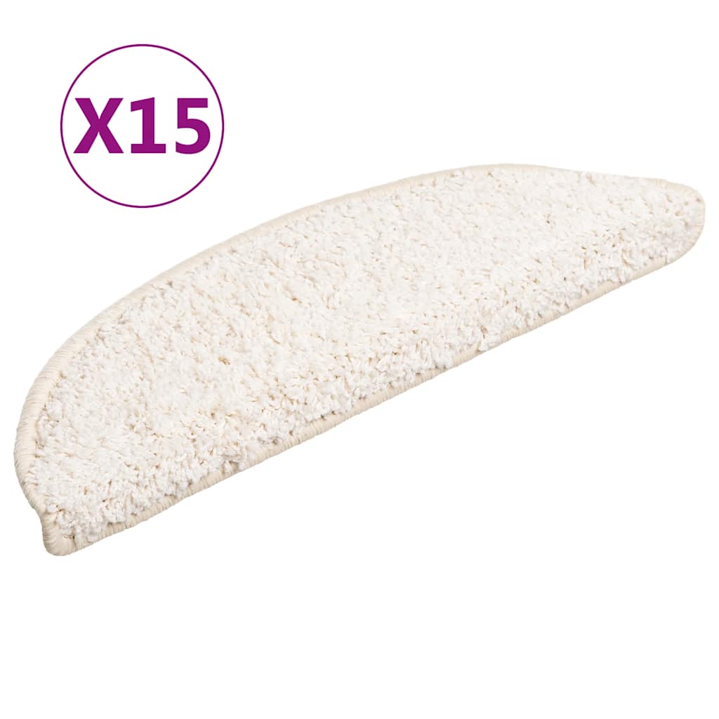 Tapetes de escada 15 peças 56x17x3 cm branco semicircular
