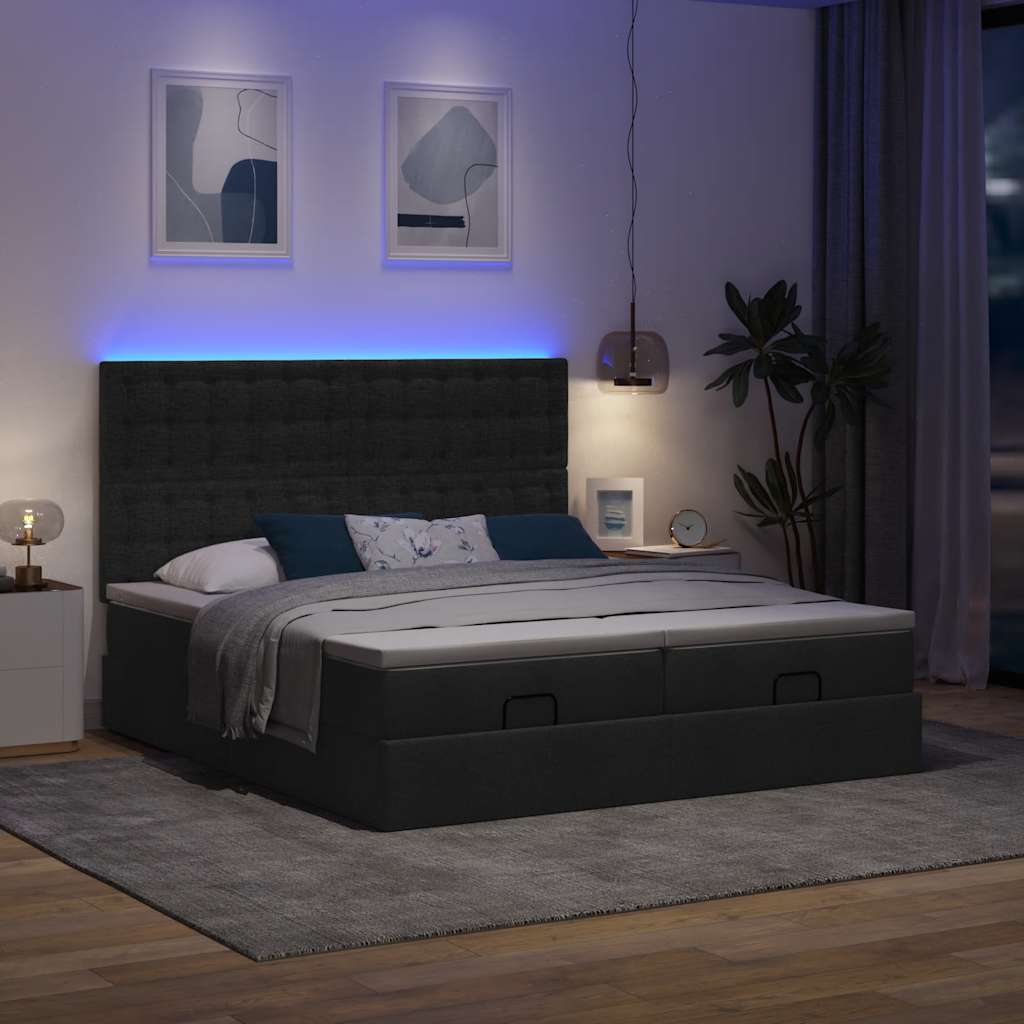 63 / 5,000Vidaxl estrutura de cama otomana com colchões tecido preto
