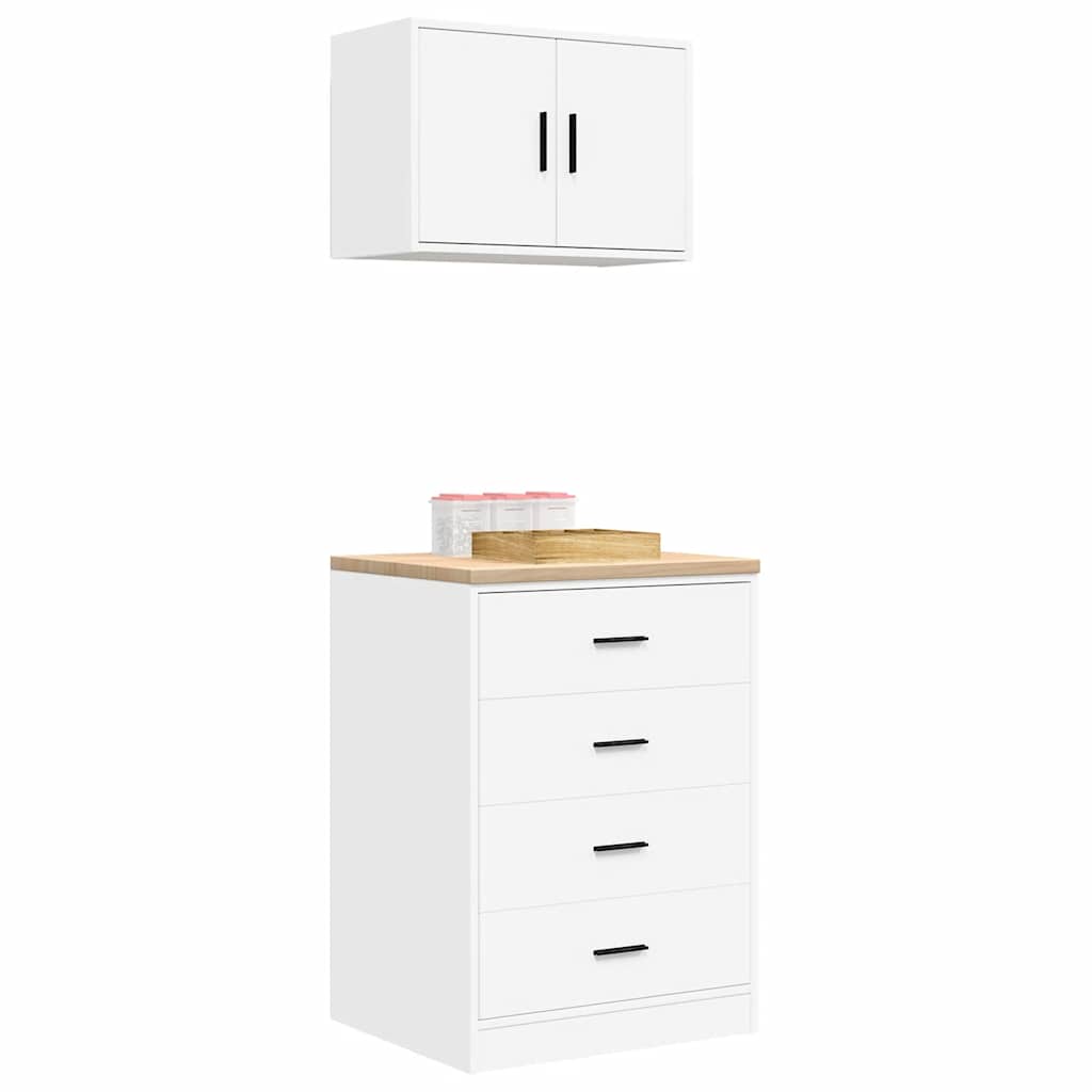 Armários de garagem 2 pcs derivados de madeira branco