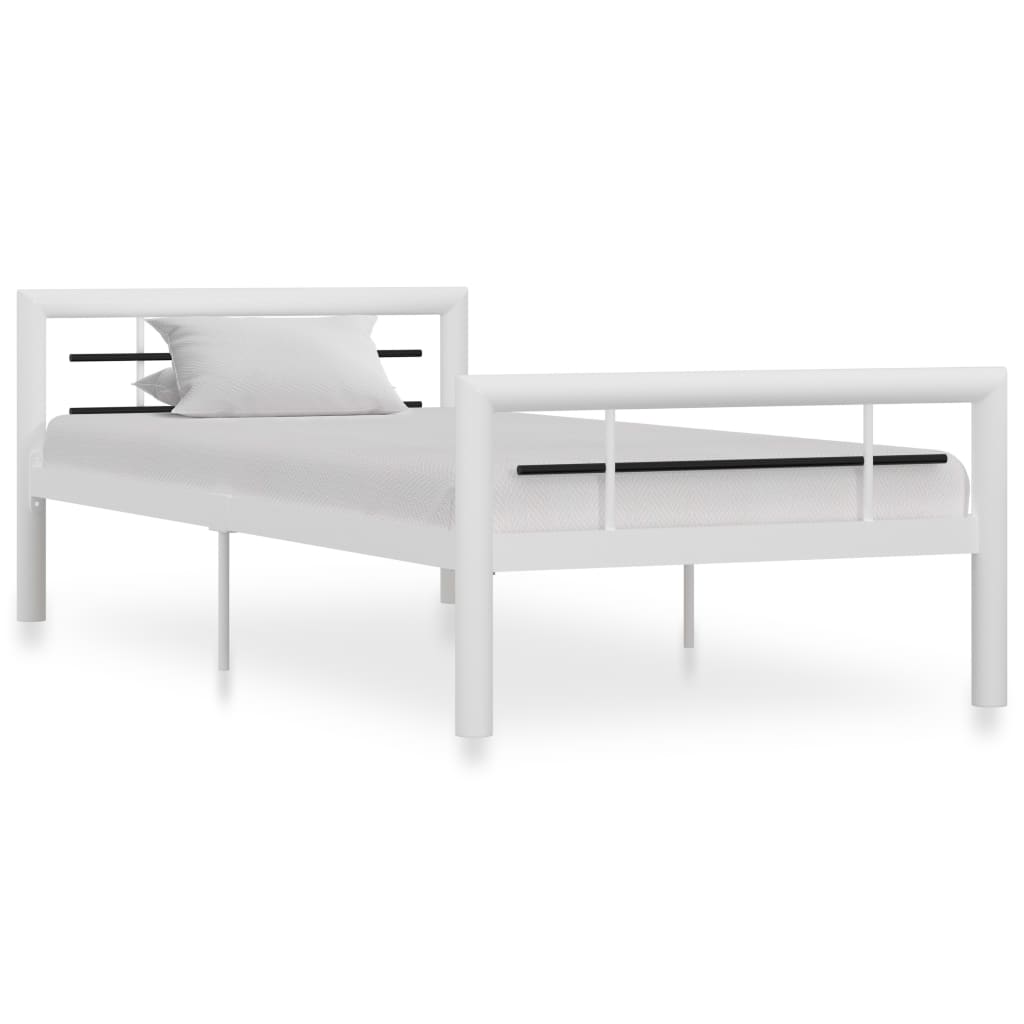 Estrutura de cama 100x200 cm metal branco e preto