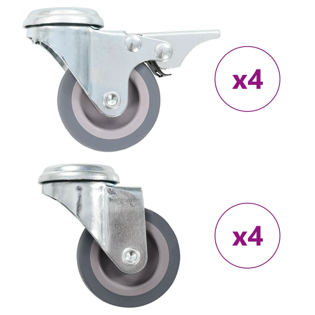 8 Pcs rodas giratórias com furo roscado 50 mm