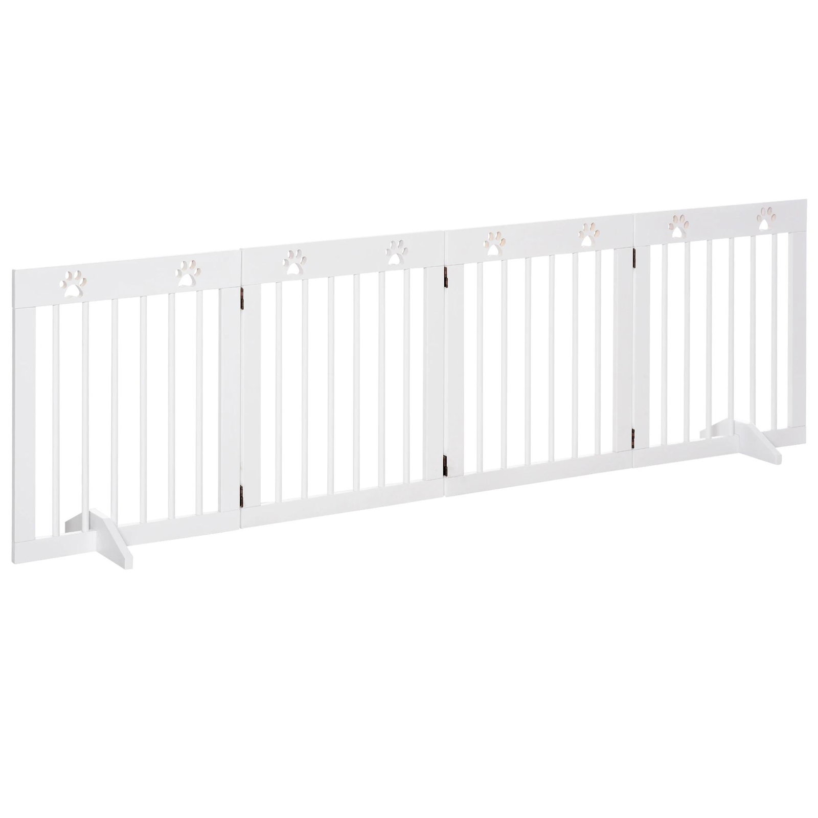 Barreira de segurança dobrável para cães grade de proteção de 4 painéis com pés para portas escadas corredor 204x30x61cm branco