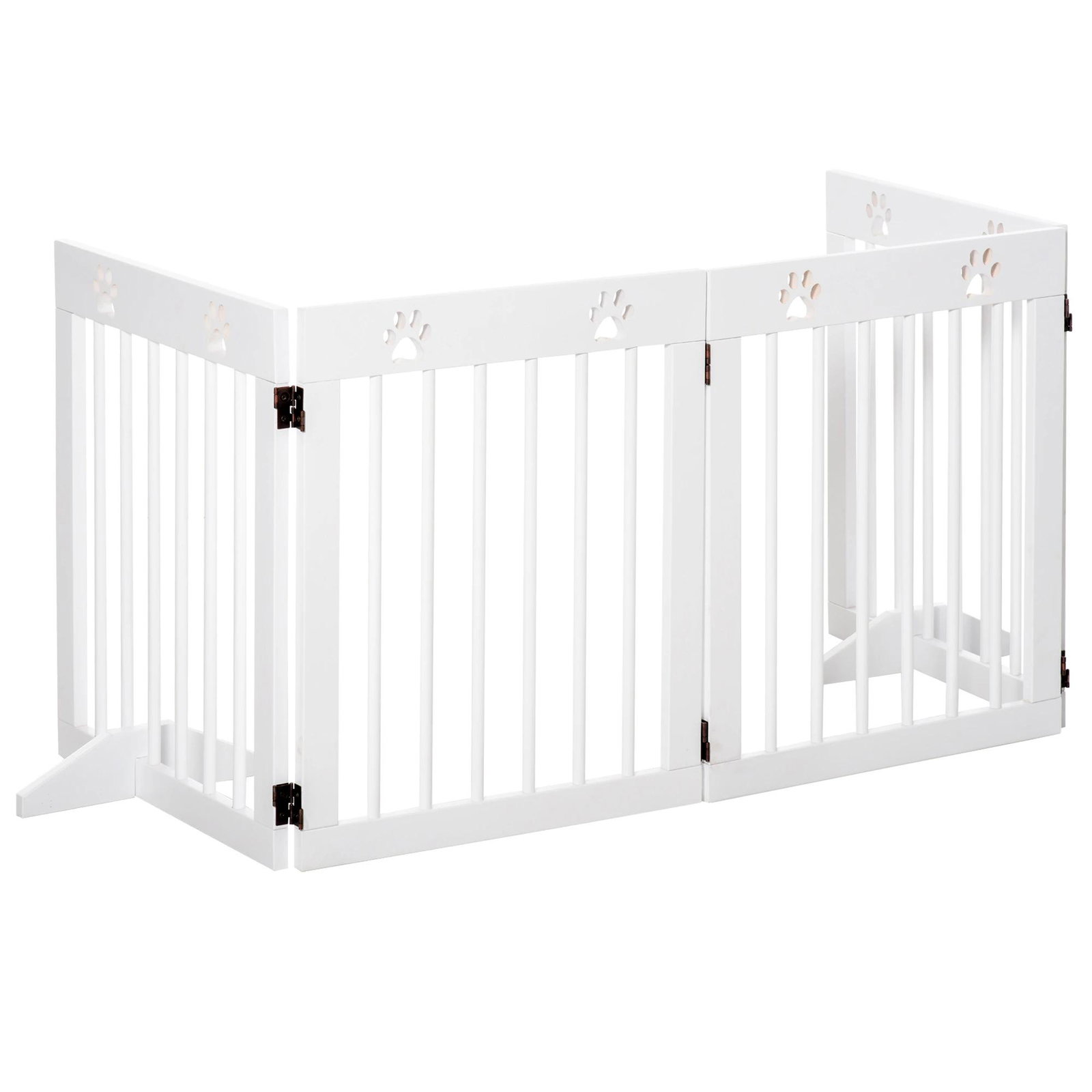 Barreira de segurança dobrável para cães grade de proteção de 4 painéis com pés para portas escadas corredor 204x30x61cm branco