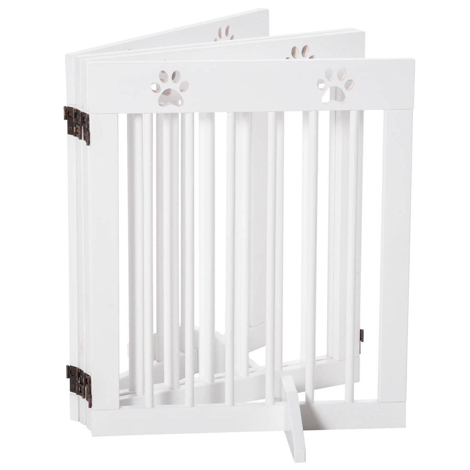 Barreira de segurança dobrável para cães grade de proteção de 4 painéis com pés para portas escadas corredor 204x30x61cm branco