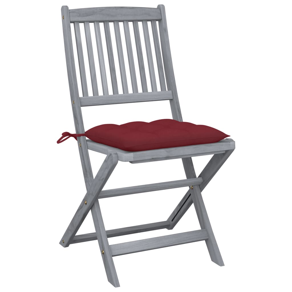 Cadeiras exterior dobráveis c/ almofadões 4 pcs acácia maciça