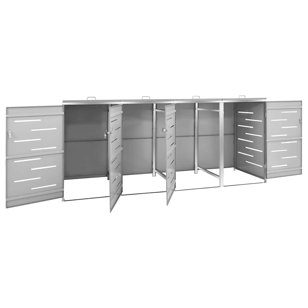Abrigo quádruplo para caixotes do lixo 276,5x77,5x115 cm aço